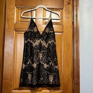 Free People black cocktail sequin lace dress